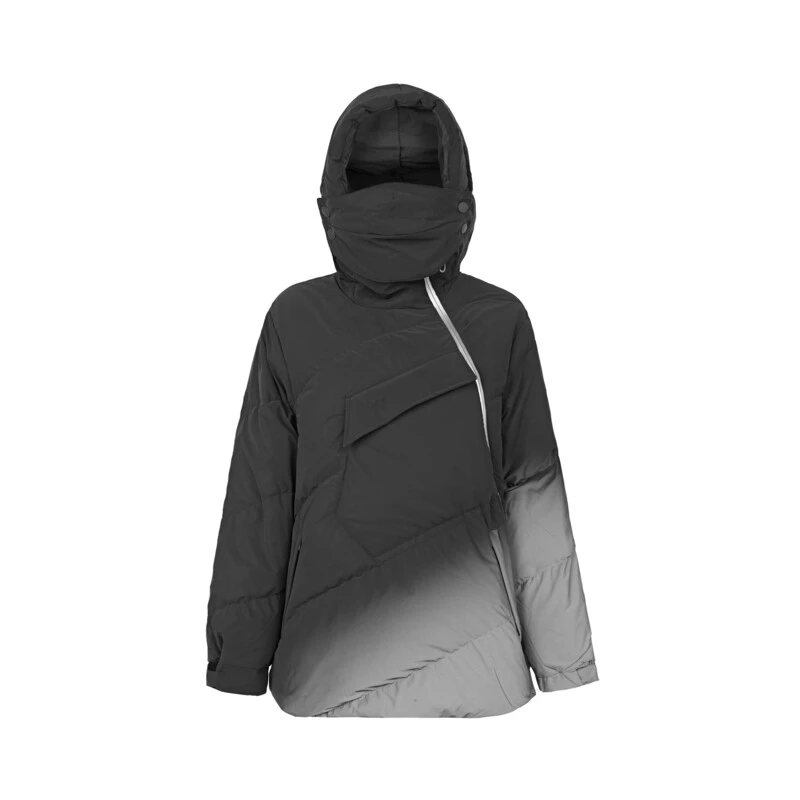 圣迪奥女装休闲保暖高领连帽撞色字母渐变羽绒服S224Z3103