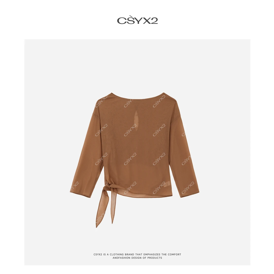 CsyX2-早秋新款【落日金霞】侧边系带简约时髦长袖罩衫CZQC003