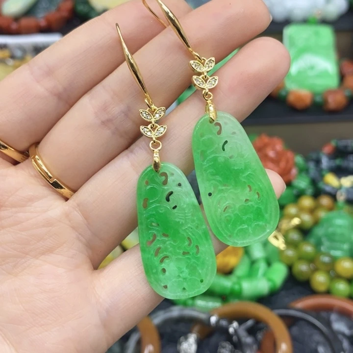 翡翠未镶嵌耳饰耳坠24