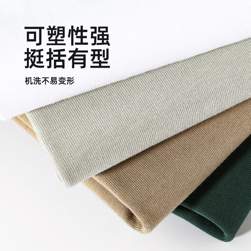 跨境330G重磅双纱短袖t恤男宽松大码美式潮牌休闲打底衫男装