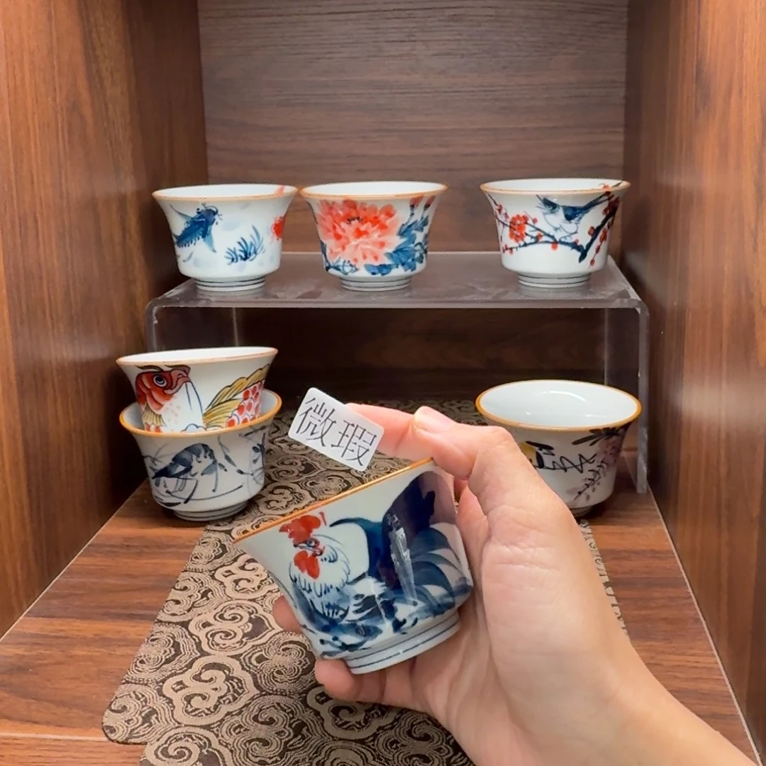 釉下手绘茶具微瑕