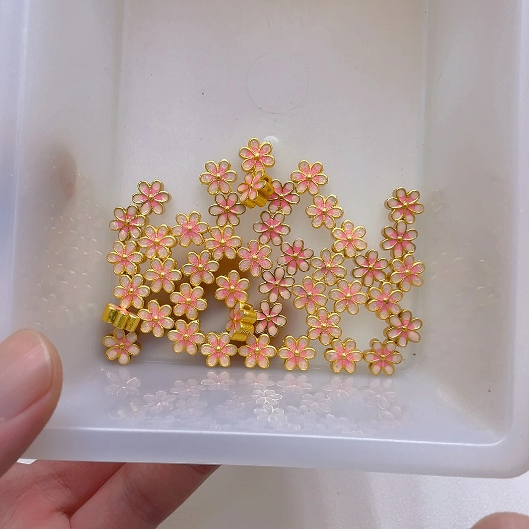 锆石铜合金珐琅彩桃花2颗