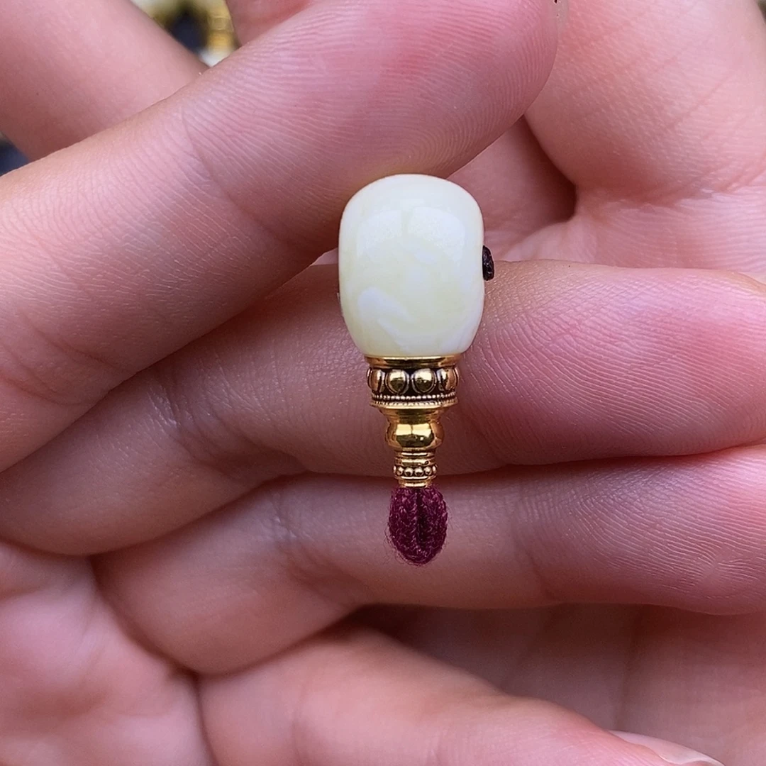 裸石琥珀18K金镶嵌10mm 蜜蜡金塔三通