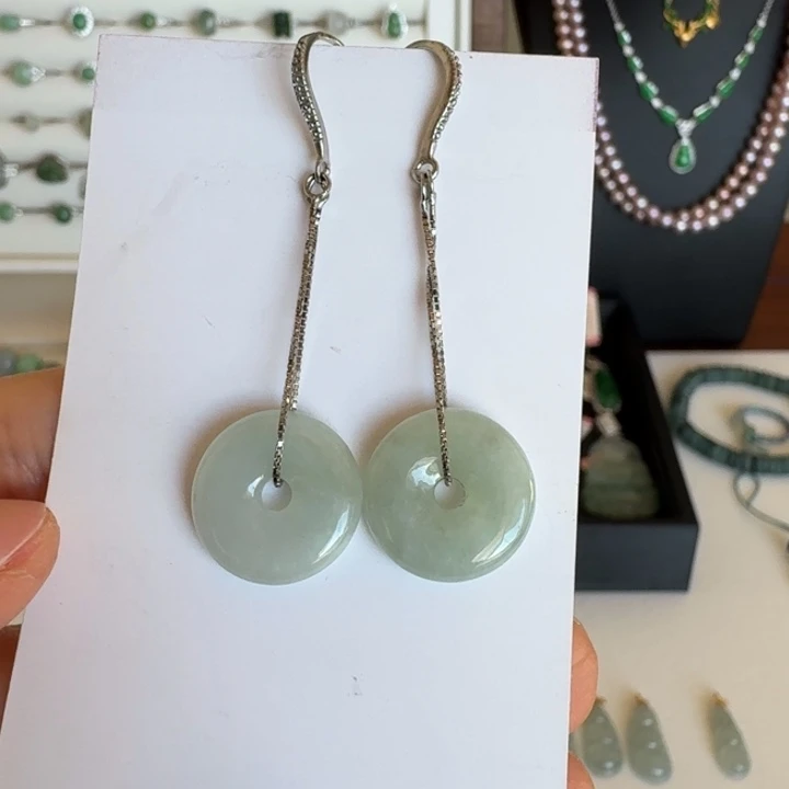 翡翠银S925镀金镶嵌颈饰耳饰