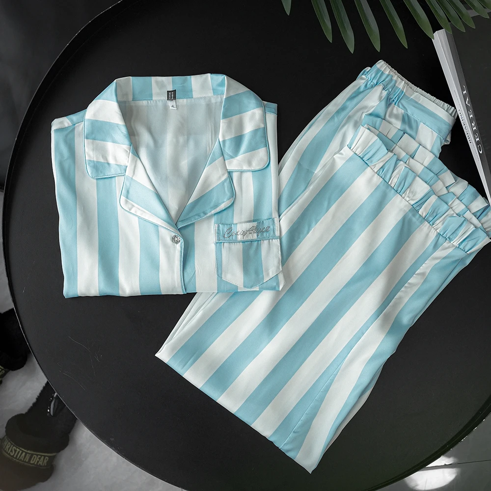 【94】短袖三件套家居服丝质套装睡衣新款上新可外穿-30036