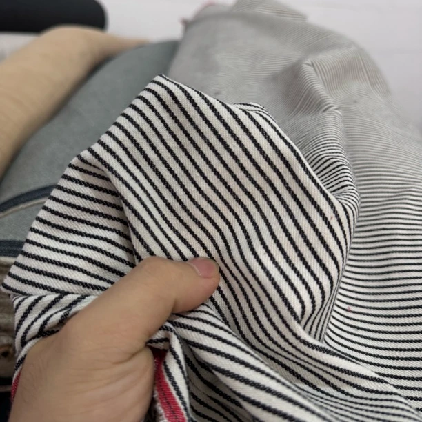 24 高品色织条纹亚麻牛仔面料4米价 柔软透气不扎