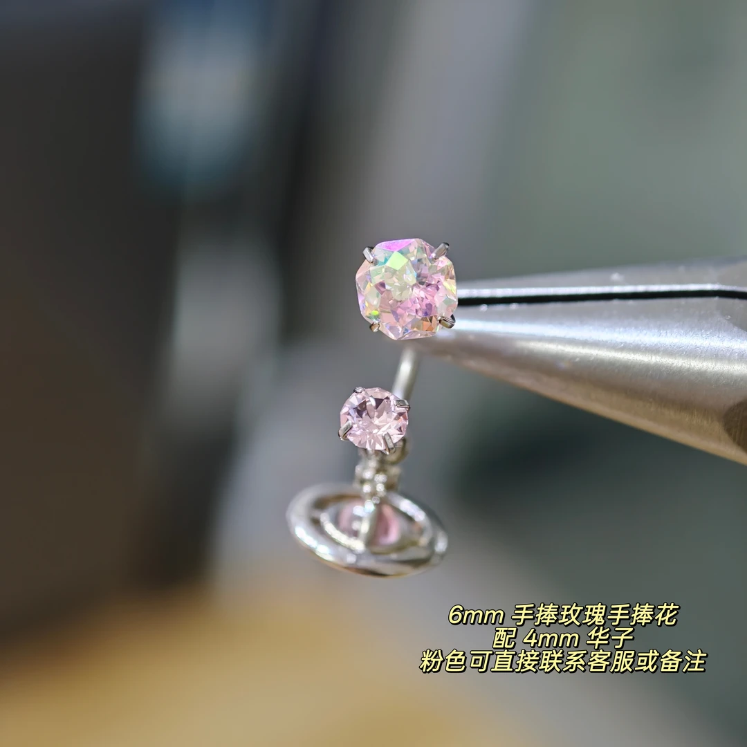 不锈钢合成锆石耳饰 双钻马蹄吊坠耳垂