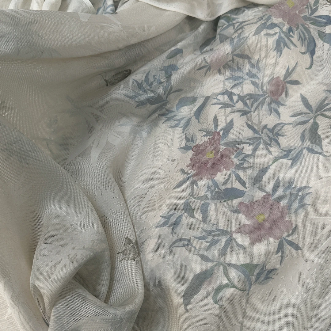 朱伯伯的苏罗竹枝芍药新中式面料桑蚕丝非遗流光风