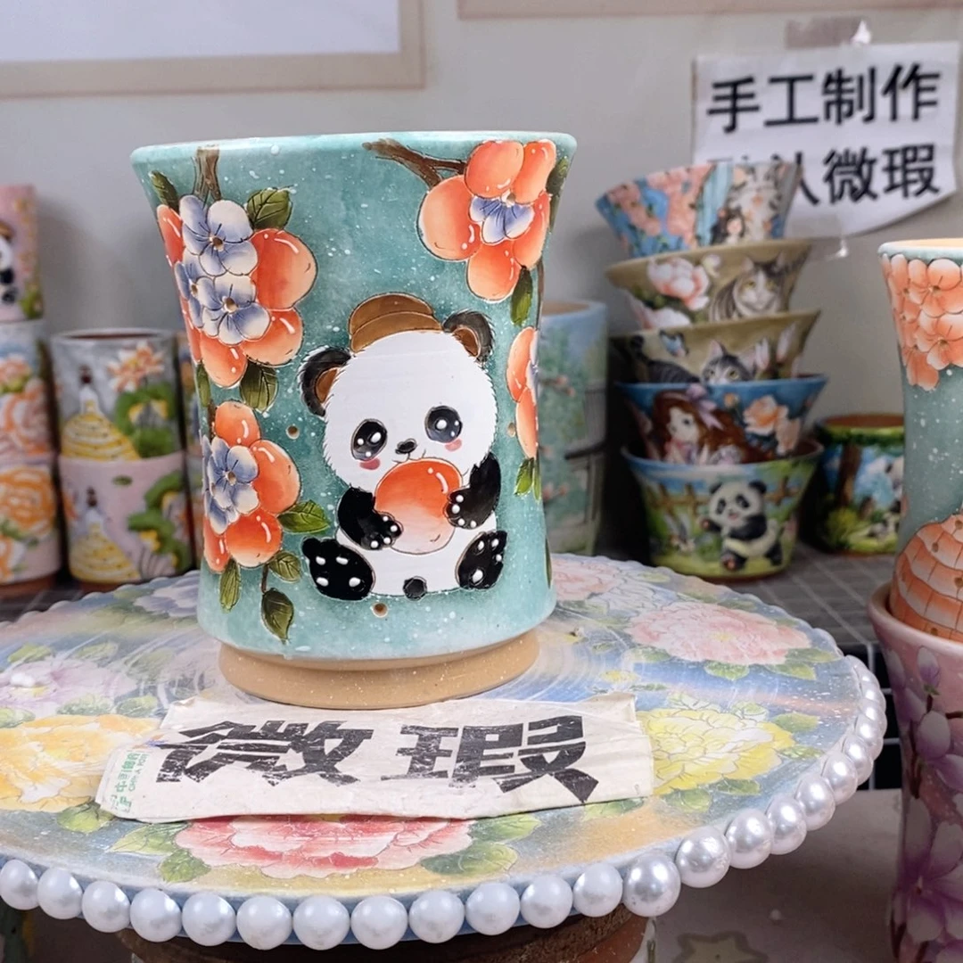 紫砂花盆红陶手绘花盆