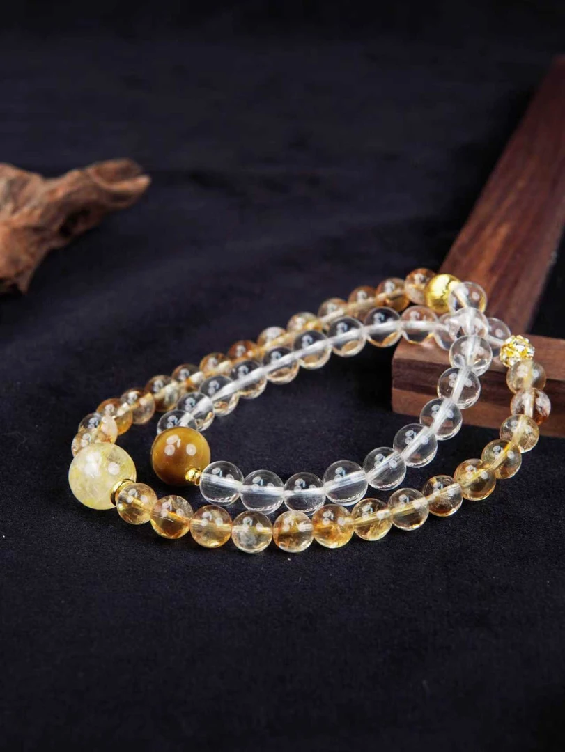 【金璃白月】白水晶+黄塔晶 颜色微差