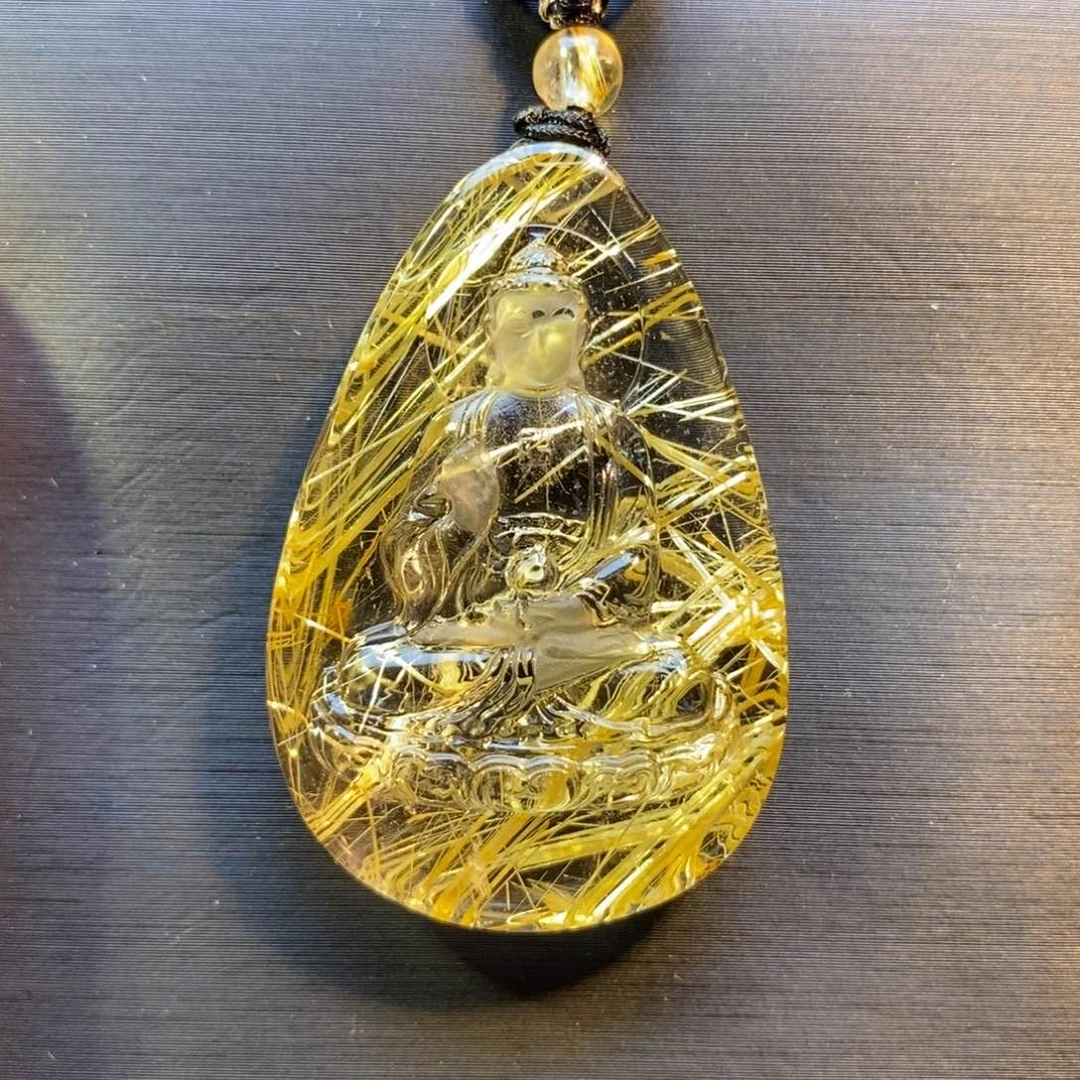 水晶颈饰未镶嵌天然钛晶佛祖吊坠