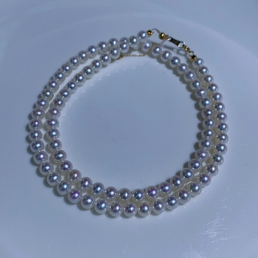 18K金镶嵌淡水珍珠项链4.5-5mm