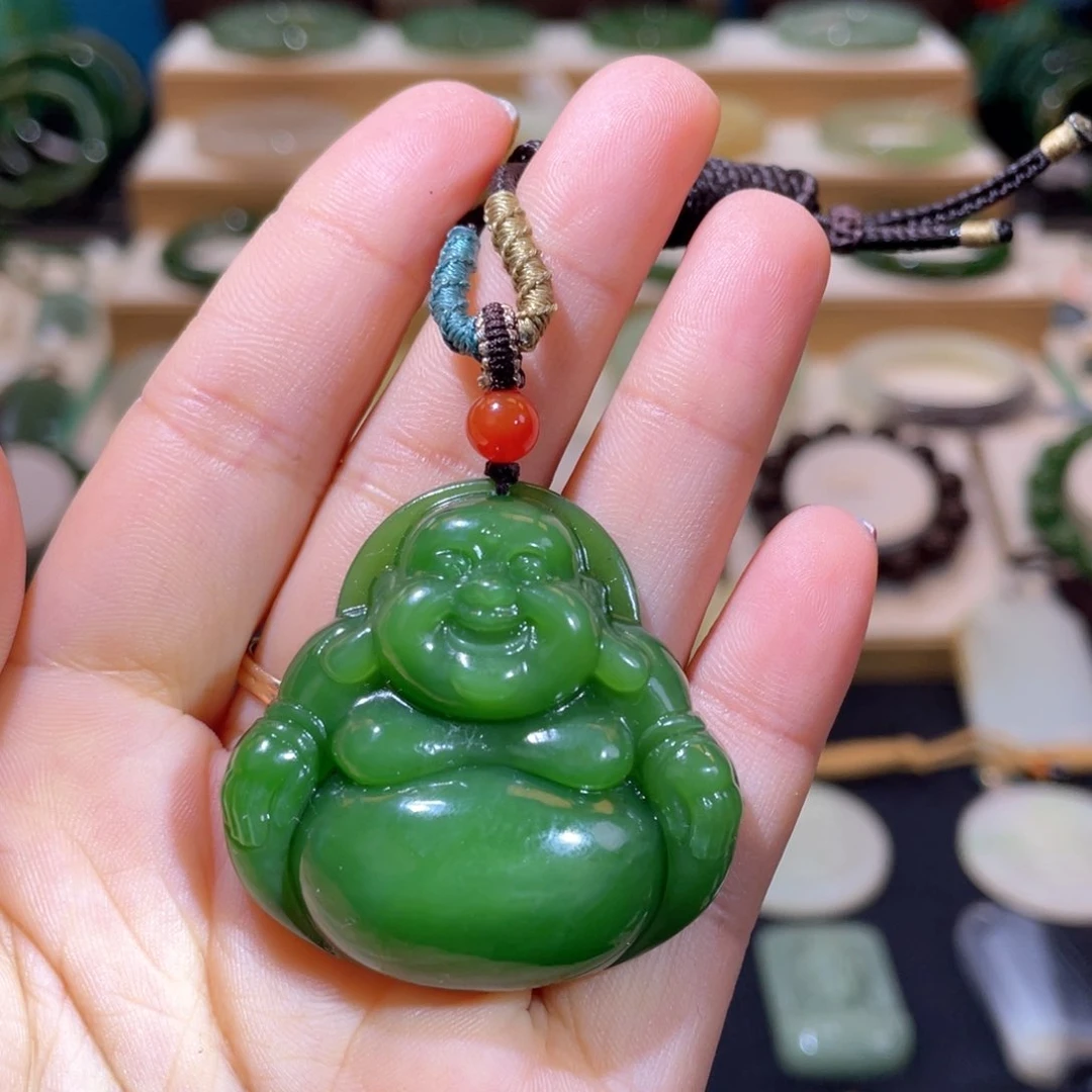 和田玉收藏级碧玉佛公吊坠未镶嵌