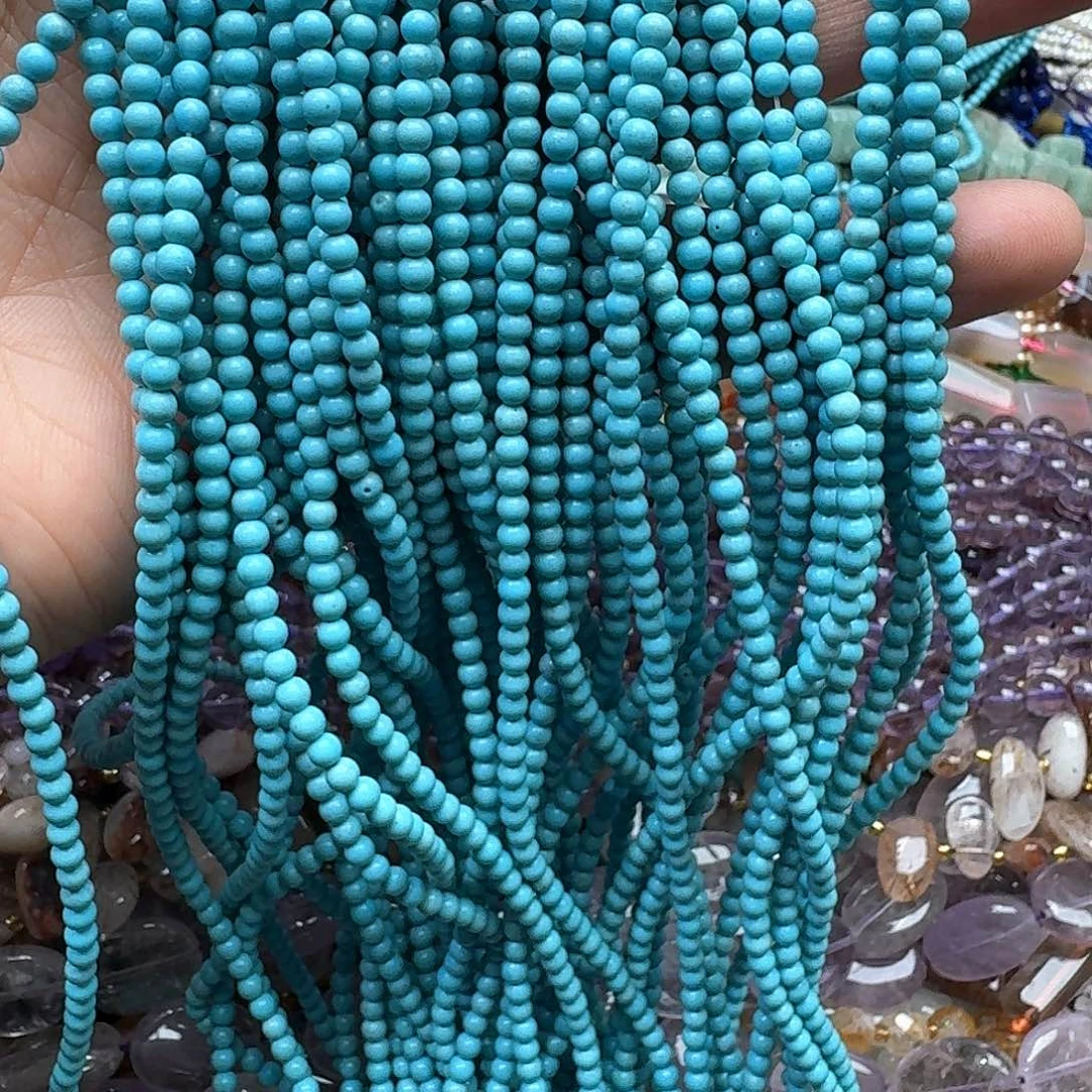 玛瑙/玉髓合金珠宝半成品2条3mm蓝松