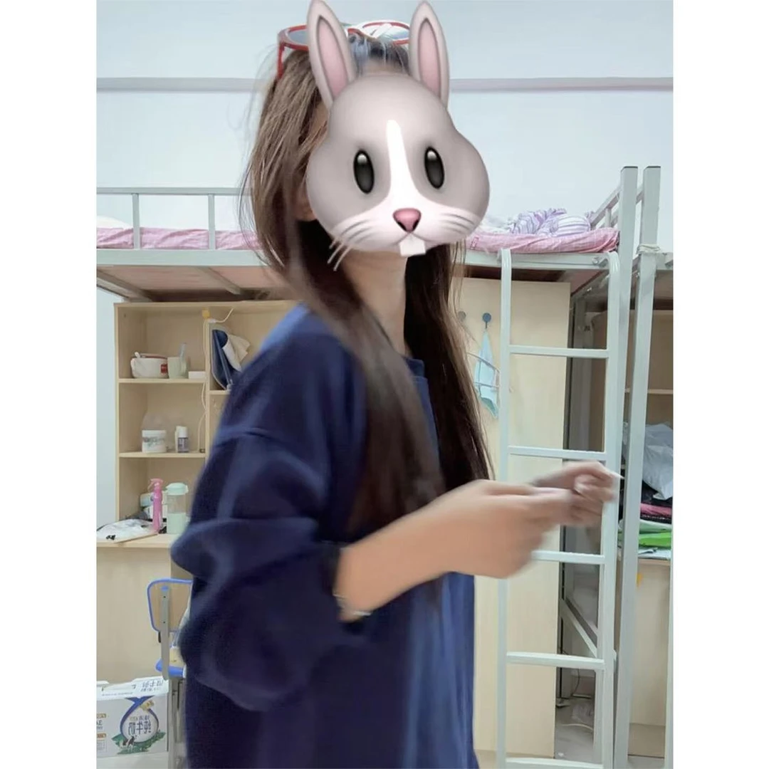 2025新款欧美慵懒风纯色圆领卫衣女秋冬小众简约运动休闲上衣