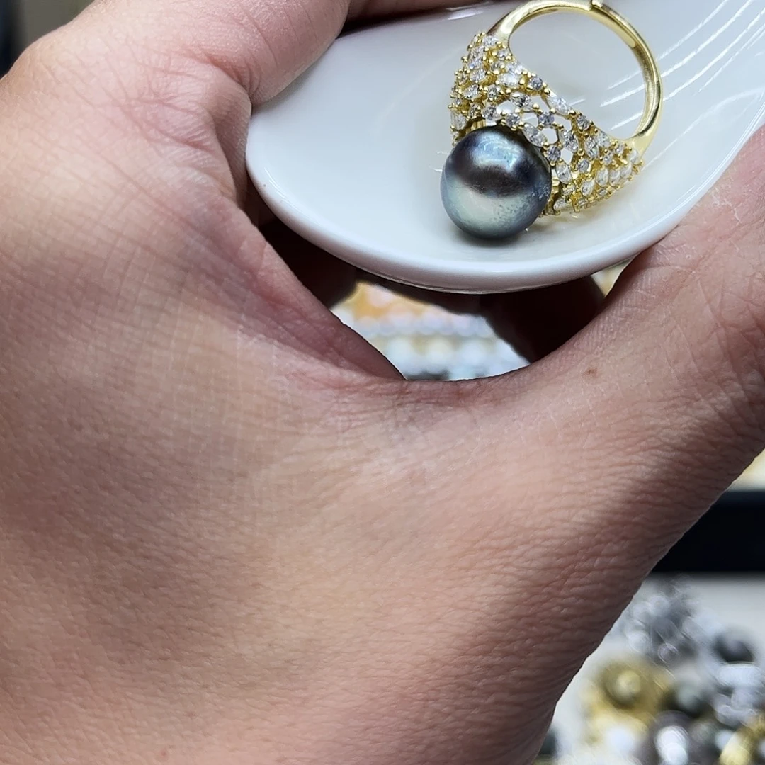 戒指海水珍珠银S925镶嵌