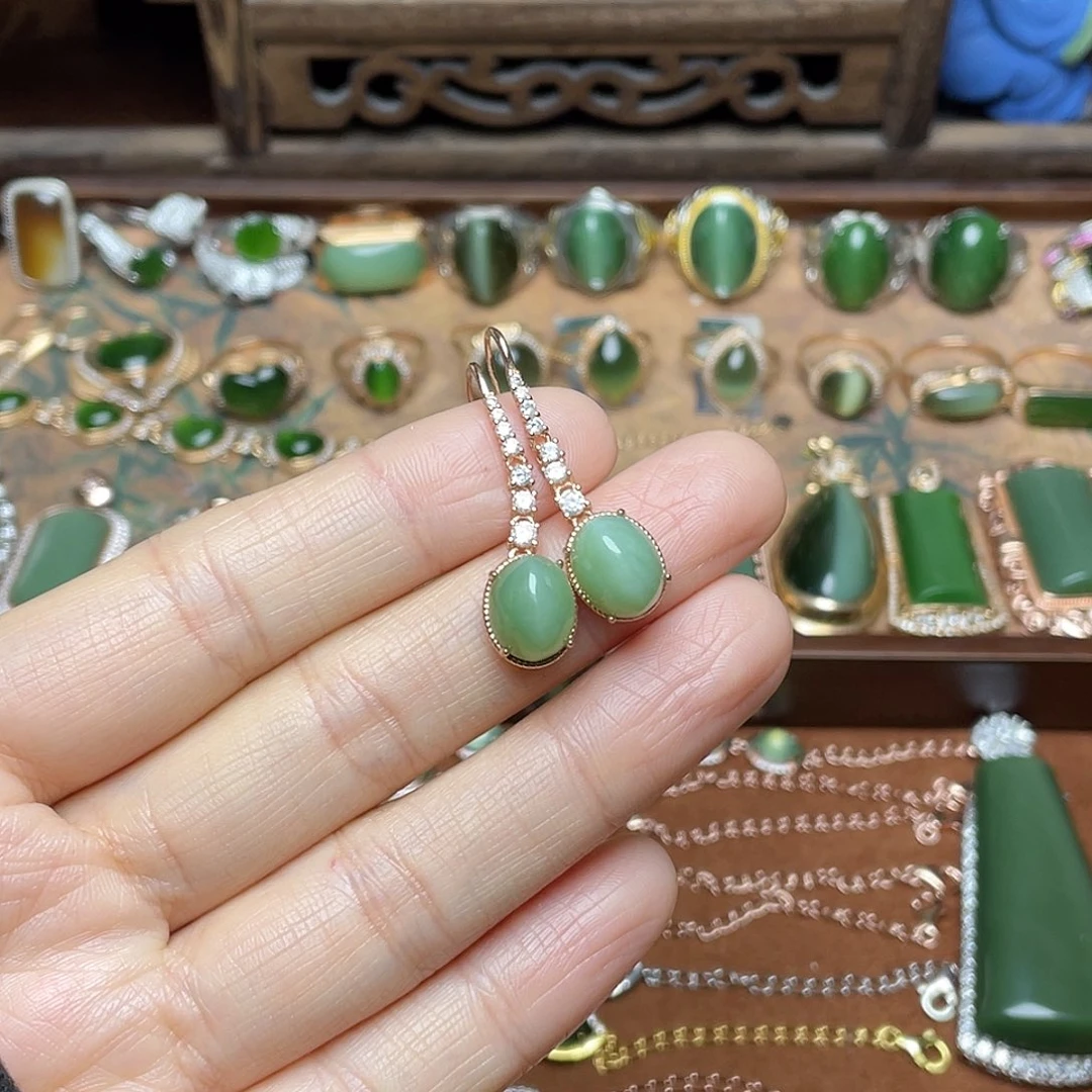 和田玉（碧玉）银S925镶嵌吊坠(赠链)