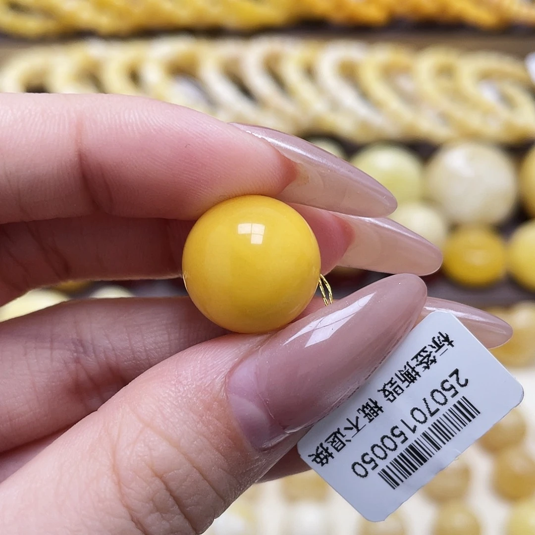 琥珀未镶嵌裸石16mm氧化款圆珠