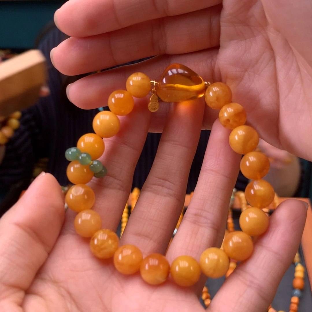 琥珀未镶嵌手串微瑕