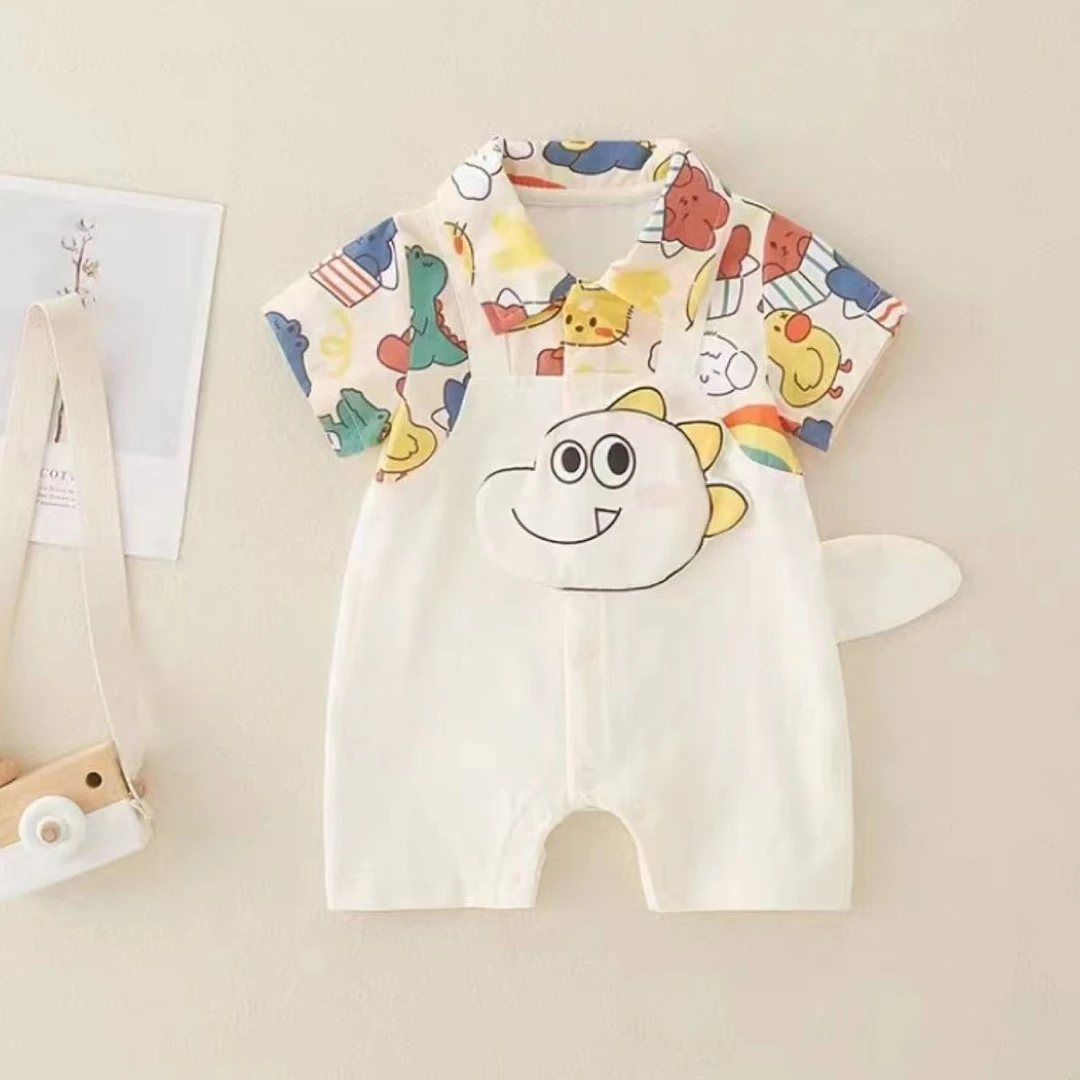 婴幼儿夏季薄款舒适半袖哈衣宝宝贴身洋气连体衣新生儿棉质爬服