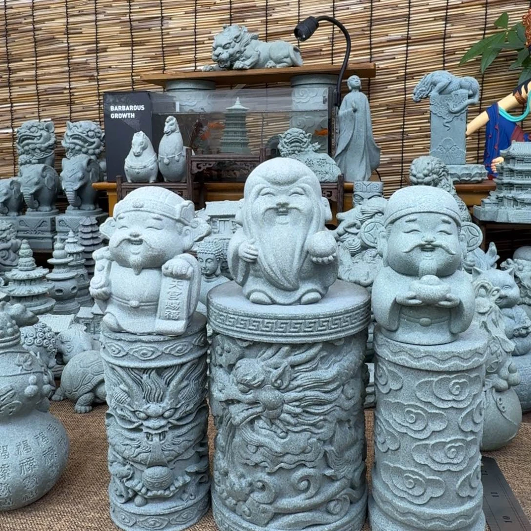 石材青砂石福禄寿两套