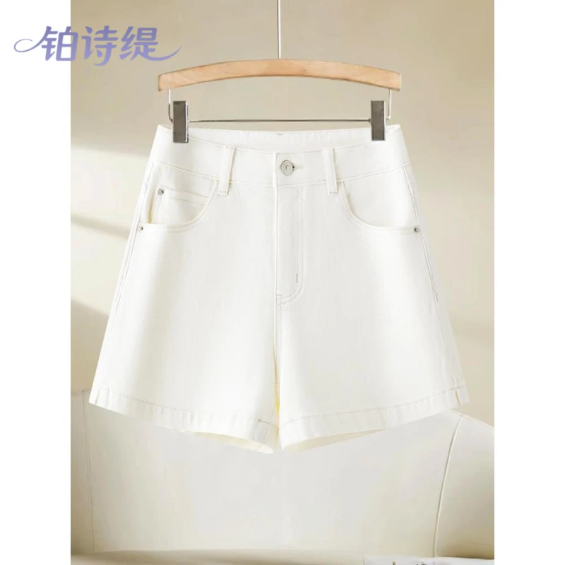 蓝色牛仔短裤女夏季2025新款高腰薄款小个子阔腿裤外穿超好看热裤