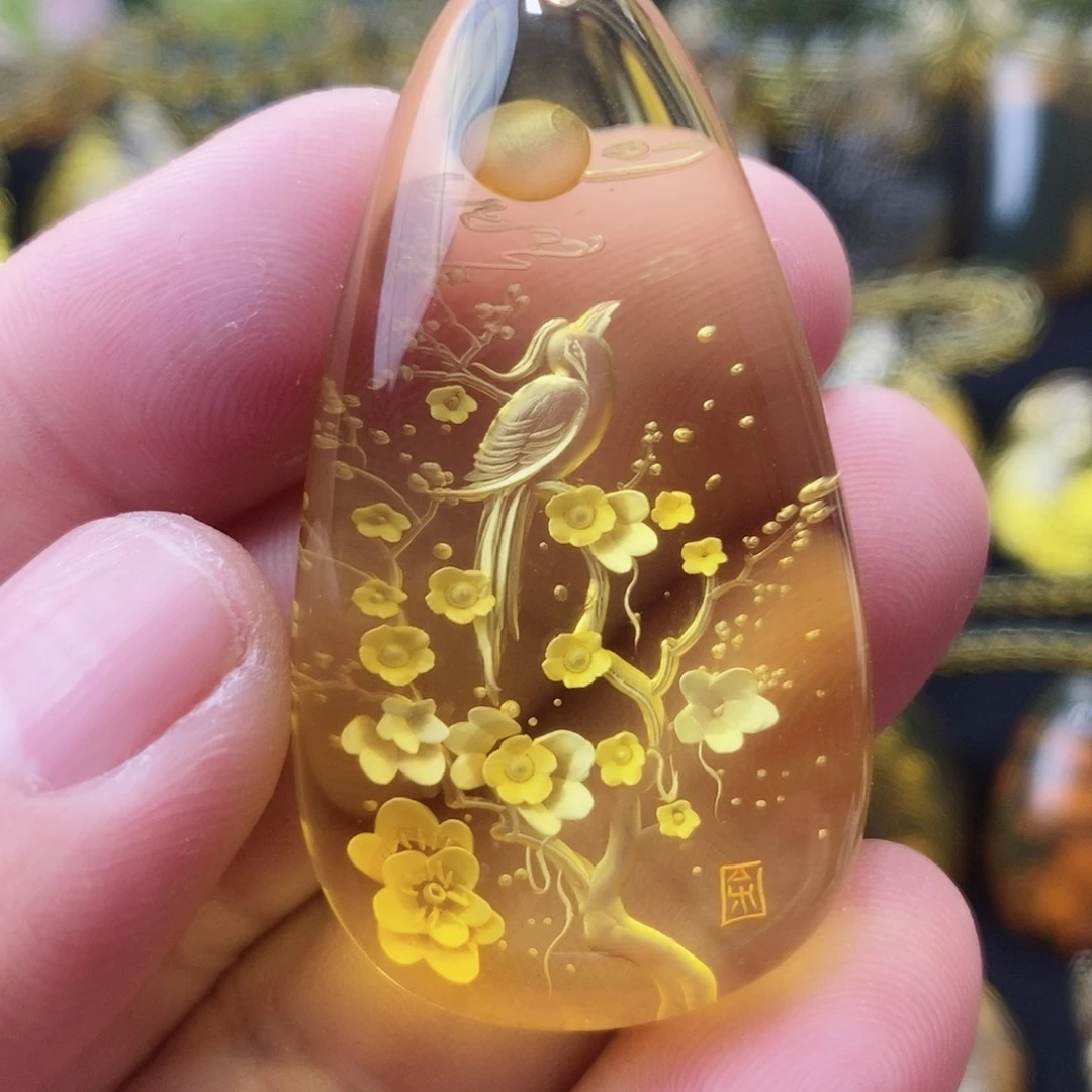 【闪购商品】金珀颈饰未镶嵌琥珀阴雕