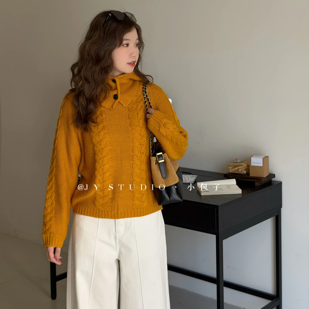 小包子【可拆卸帽子+麻花针织毛衣】