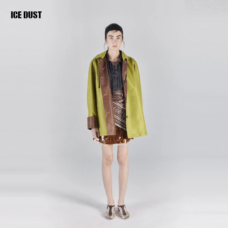 ICEDUST 春夏系列新款双面穿休闲薄款连帽中长款风衣外套女士