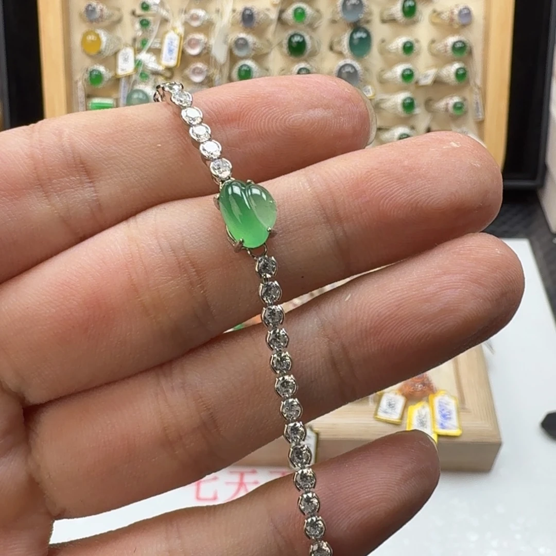 翡翠银S925镶嵌戒指天然缅甸翡翠A货