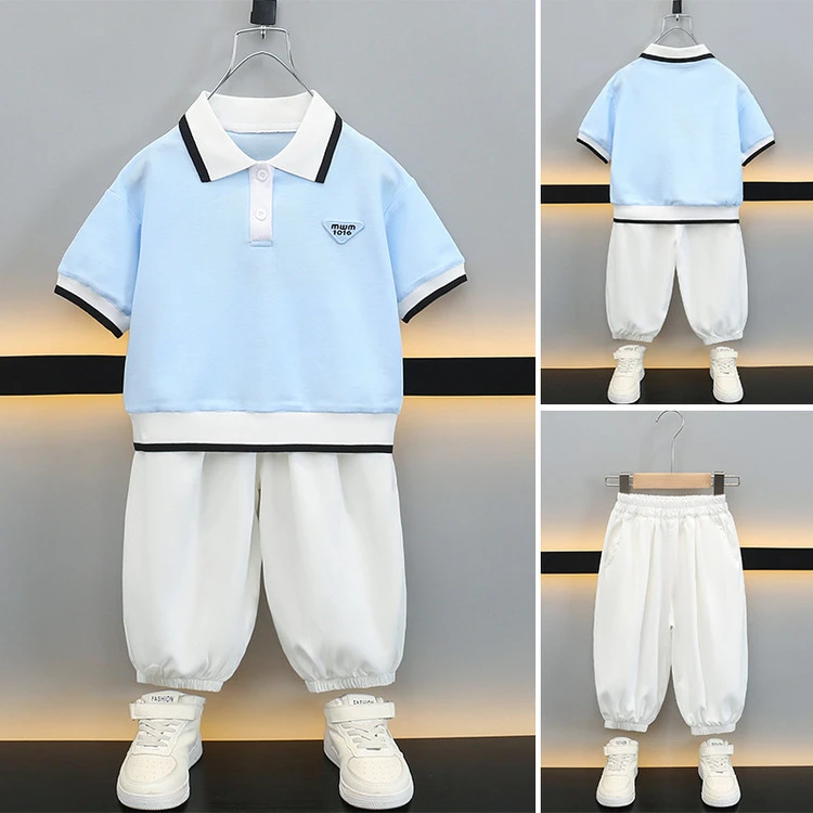 宝宝反季衣服男童夏季学院风polo衫新款中大童休闲上衣时尚T