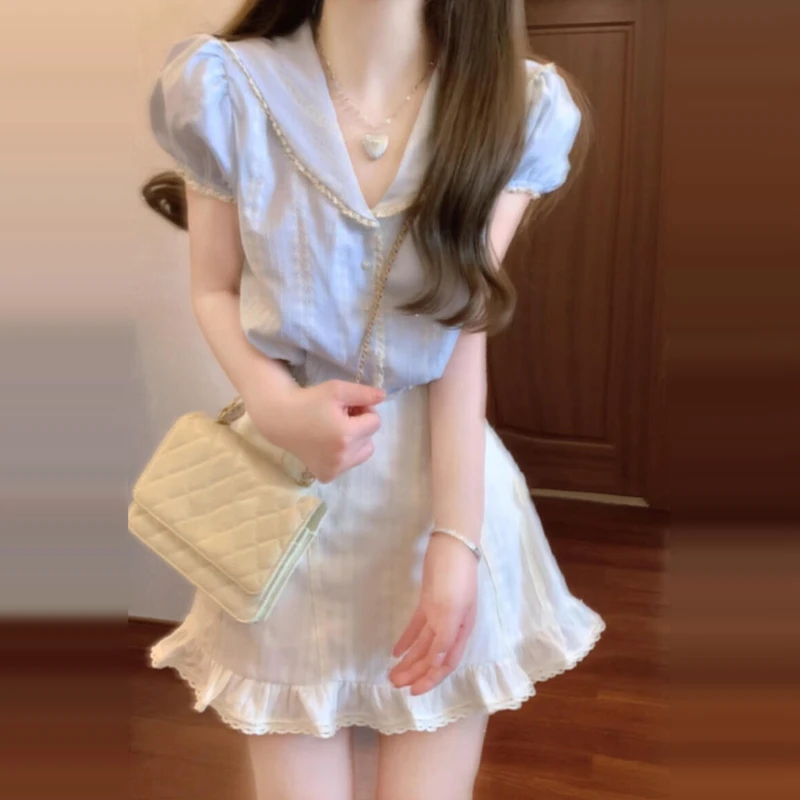 2026新款温柔风miu系衬衫搭配一整套连衣裙子女夏季气质套装短裙