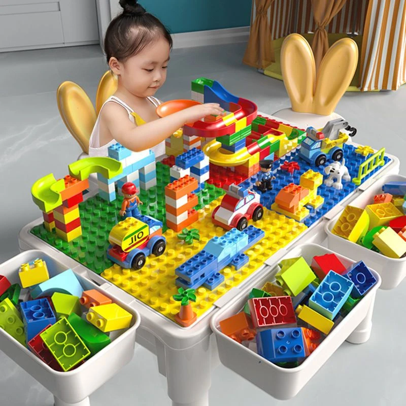 儿童多功能积木桌兼容乐高正方形益智拼装宝宝玩具男孩3-6岁礼物