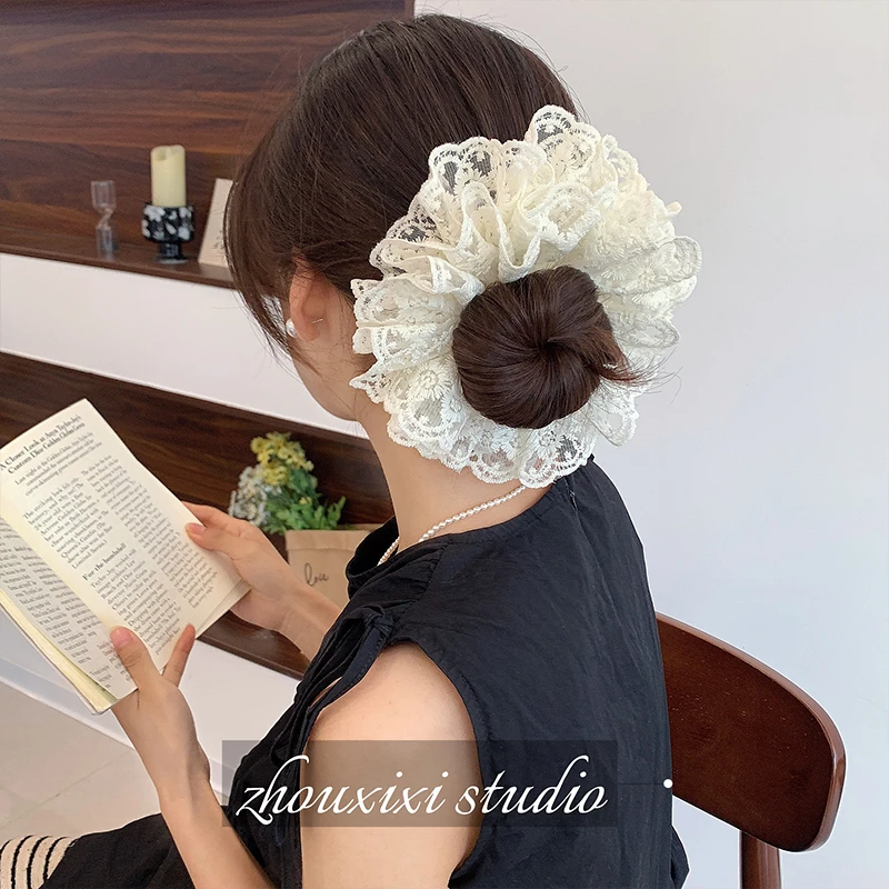设计感蕾丝大肠发圈女后脑勺优雅皮筋发绳头饰高级感发饰
