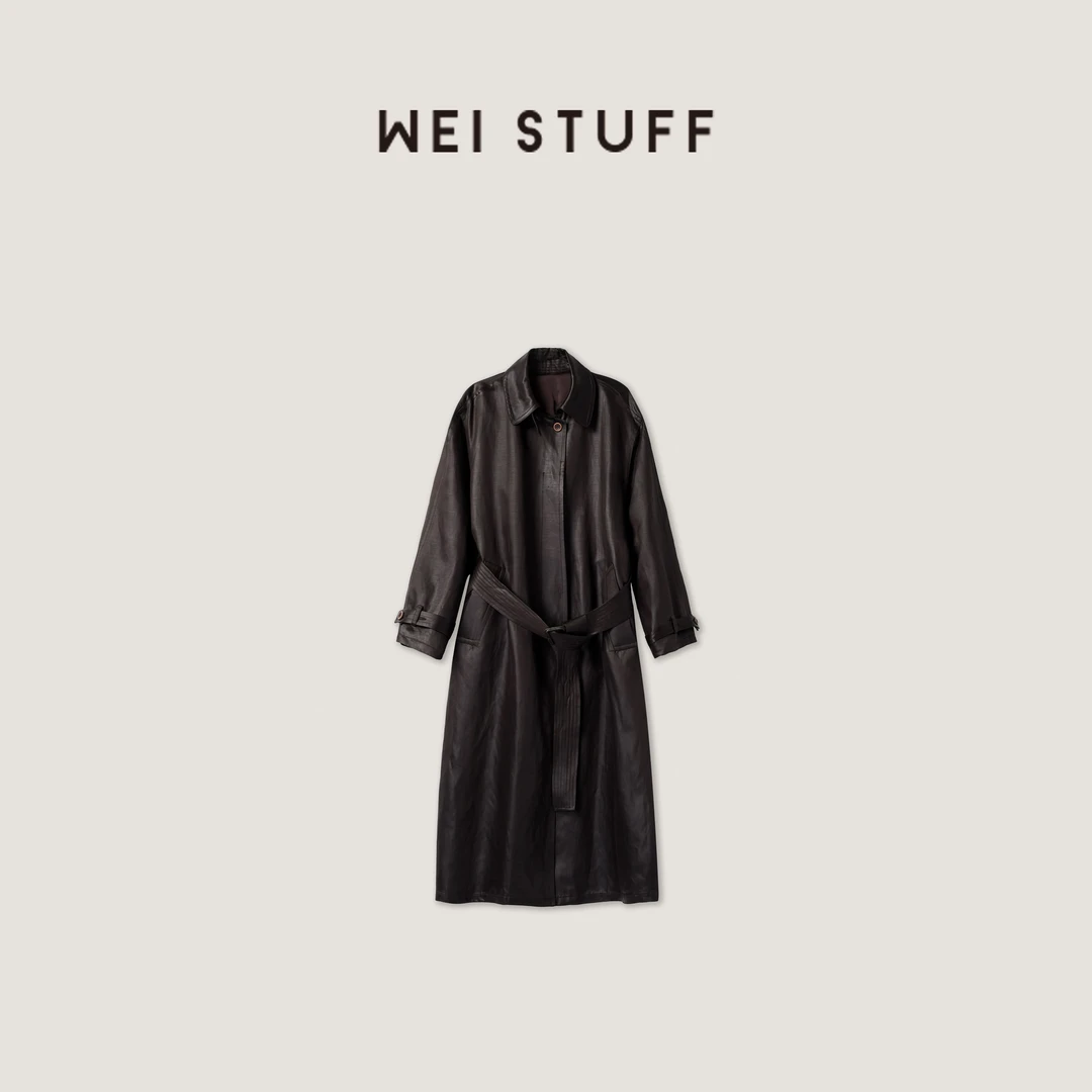 WEI STUFF“复古摩登” 醋酸＋亚麻复古做旧感翻领气质外套 6948.