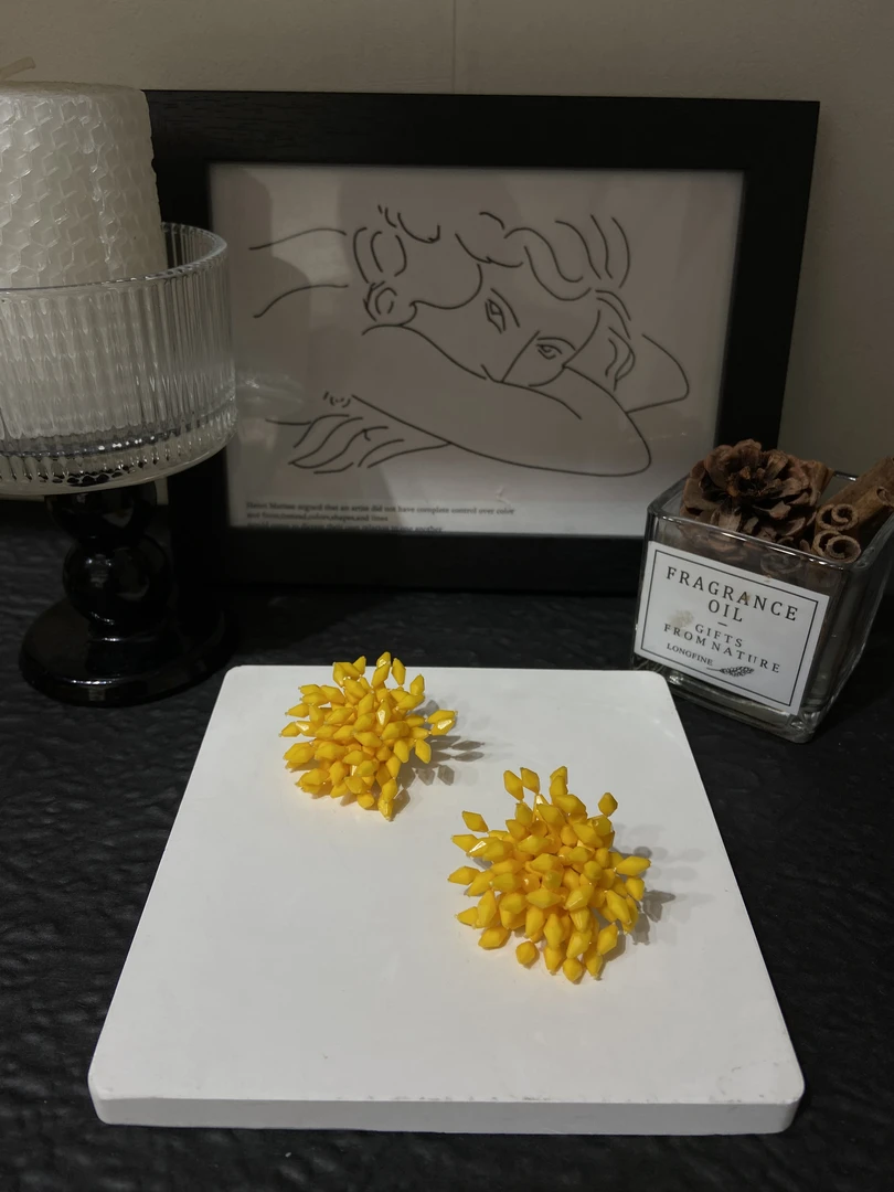 非金属耳饰 非金属耳饰 LARVINA复古黄色植物花耳环