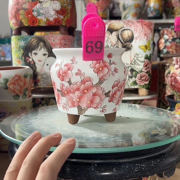 景德镇手绘花盆满38包邮