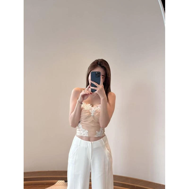 【时尚百搭】2025春季新款重工刺绣立体花朵显瘦抹胸