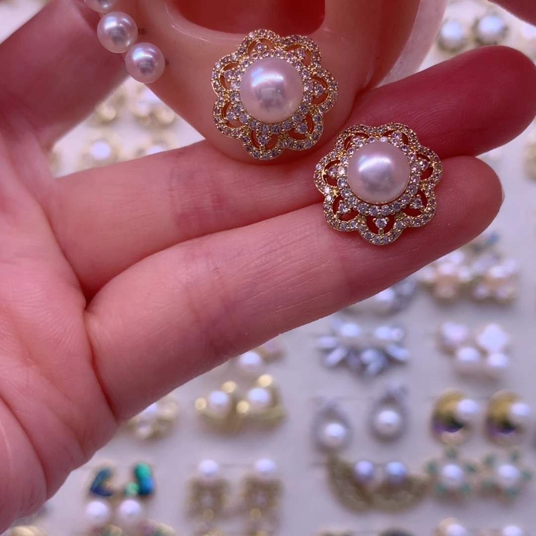 合金淡水珍珠耳饰