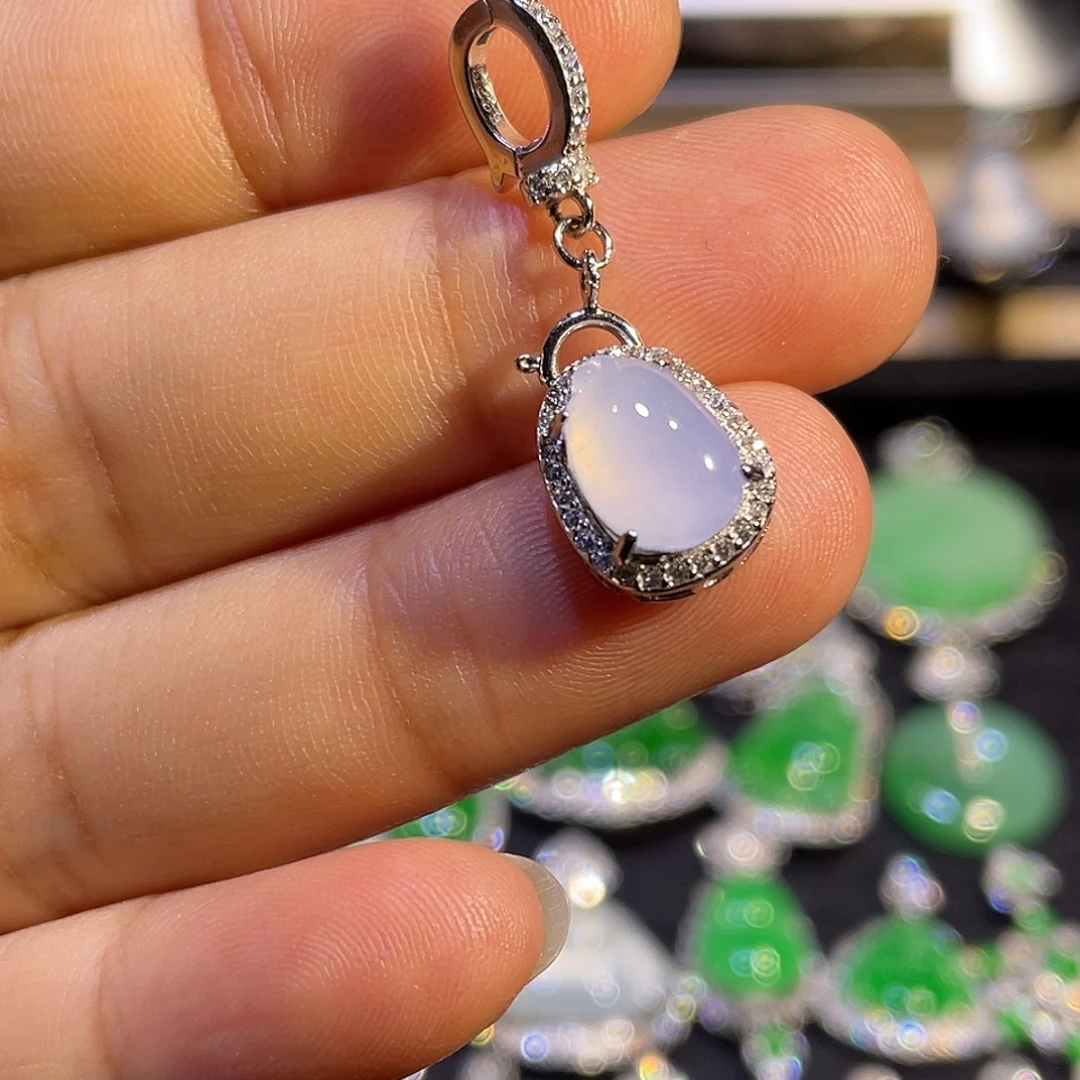 翡翠银S925镶嵌吊坠(不含链)