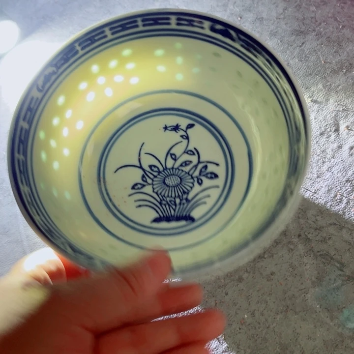 青花玲珑6寸面碗兰花