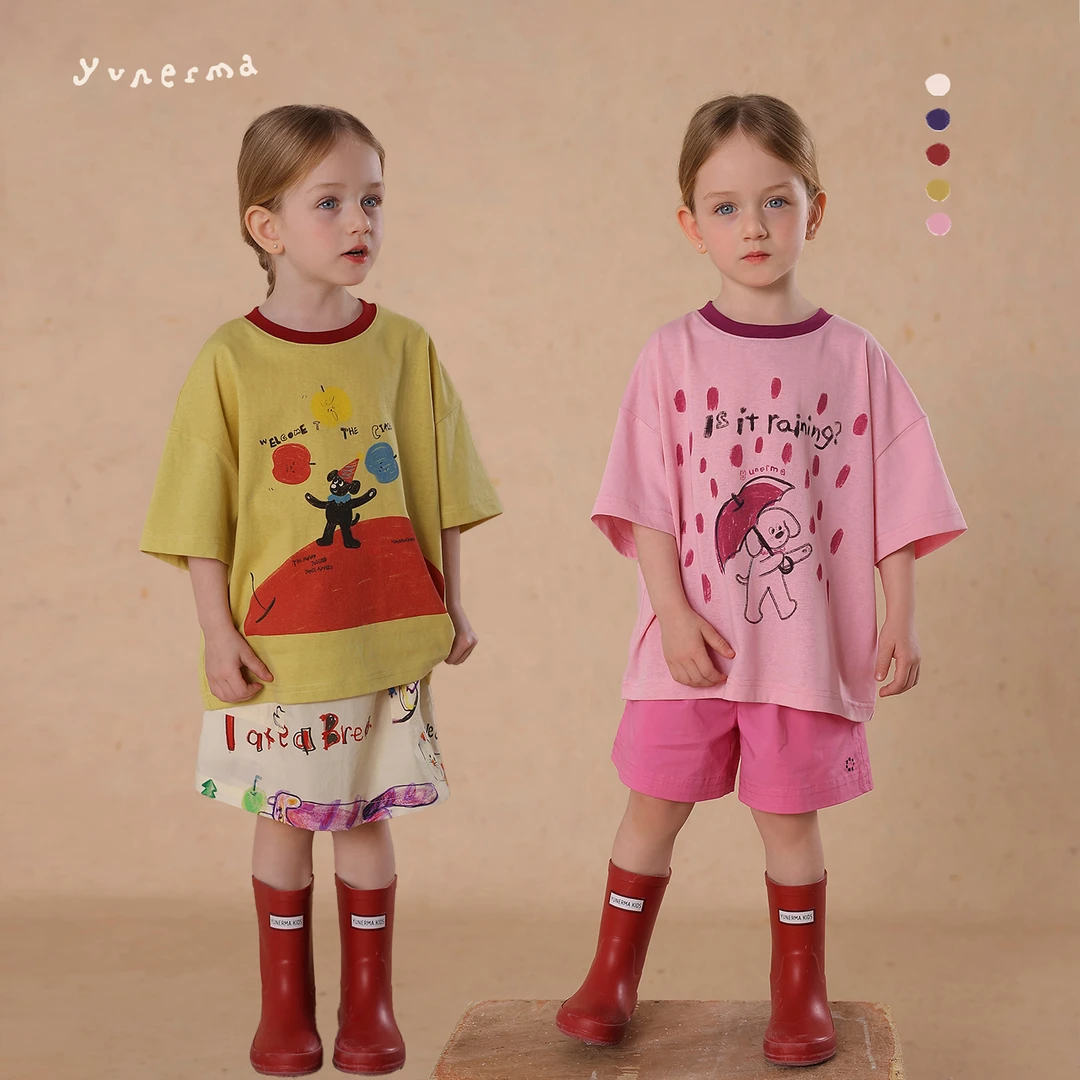 【原创插画师合作款】幼儿园宝宝可爱卡通短袖T恤 女童百搭上衣潮