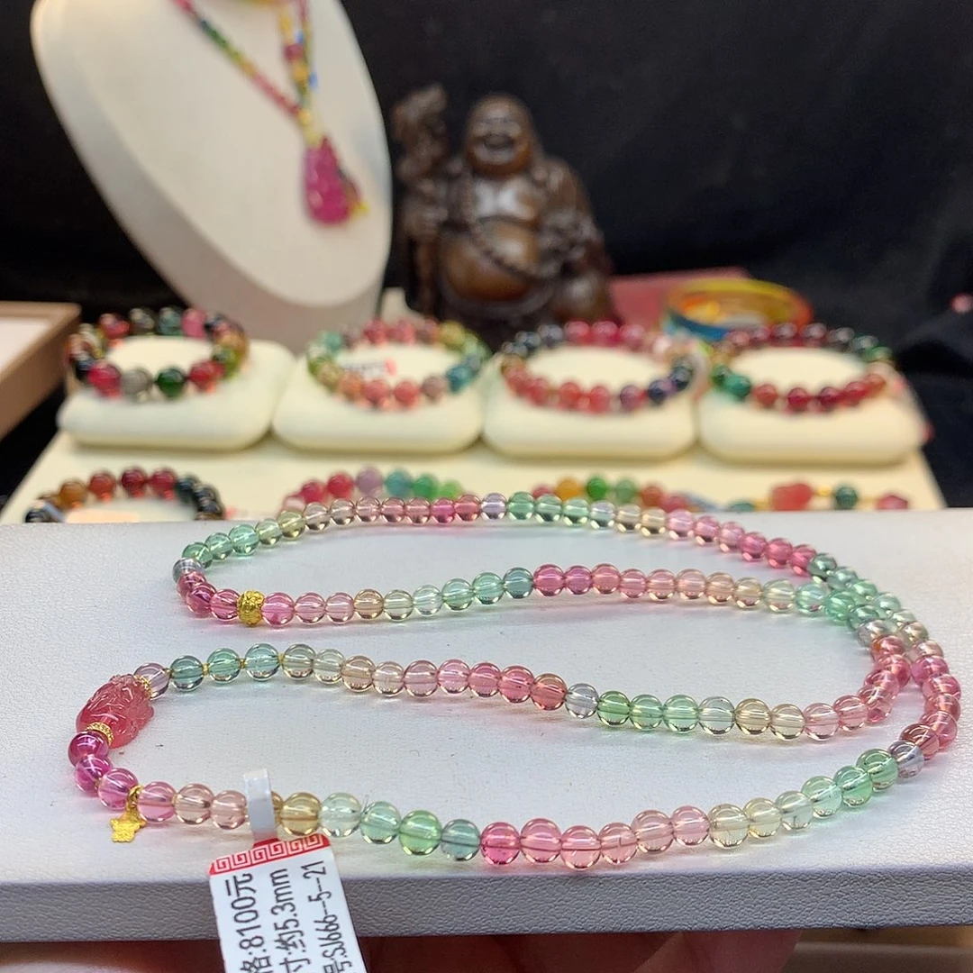 未镶嵌碧玺手串马卡龙5.3mm