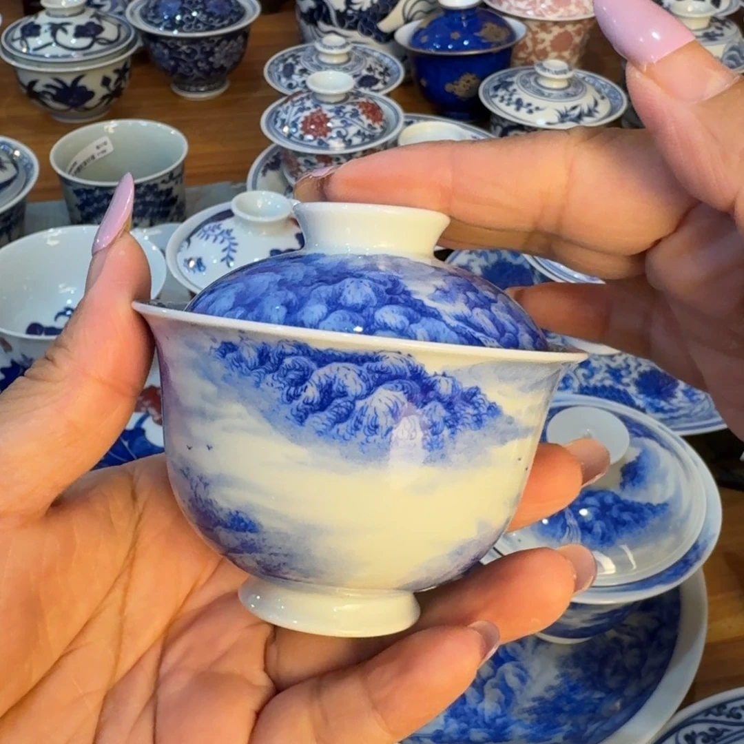 景德镇陶瓷手绘盖碗