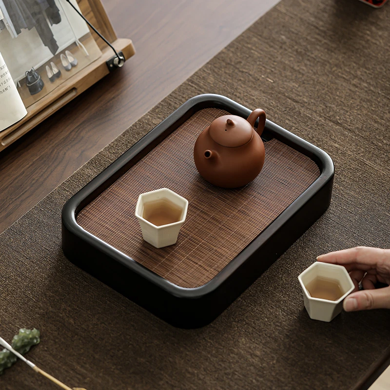 古韵卷帘茶盘竹制功夫茶盘家用现代简约储排水小茶盘轻奢现代托盘