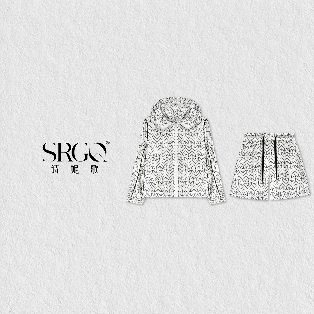 诗妮歌 | 套装 减龄连帽满印休闲百搭夏薄款舒适松弛