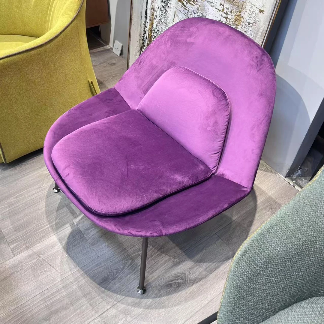 极简轻奢磨砂绒布休闲椅单人位