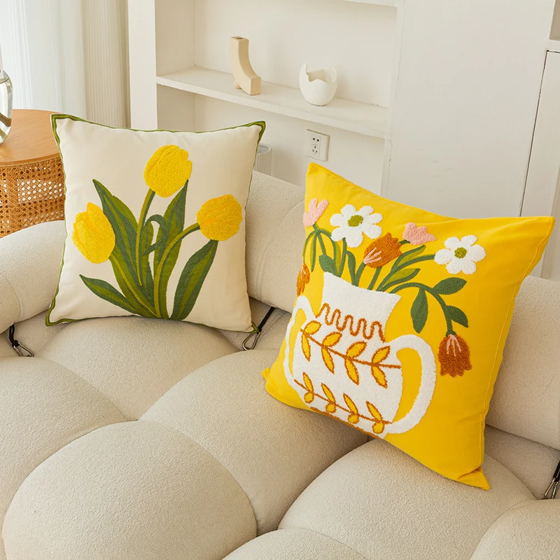 夏季纯棉刺绣抱枕套靠垫套客厅装饰沙发靠枕套家用卧室方形靠背垫