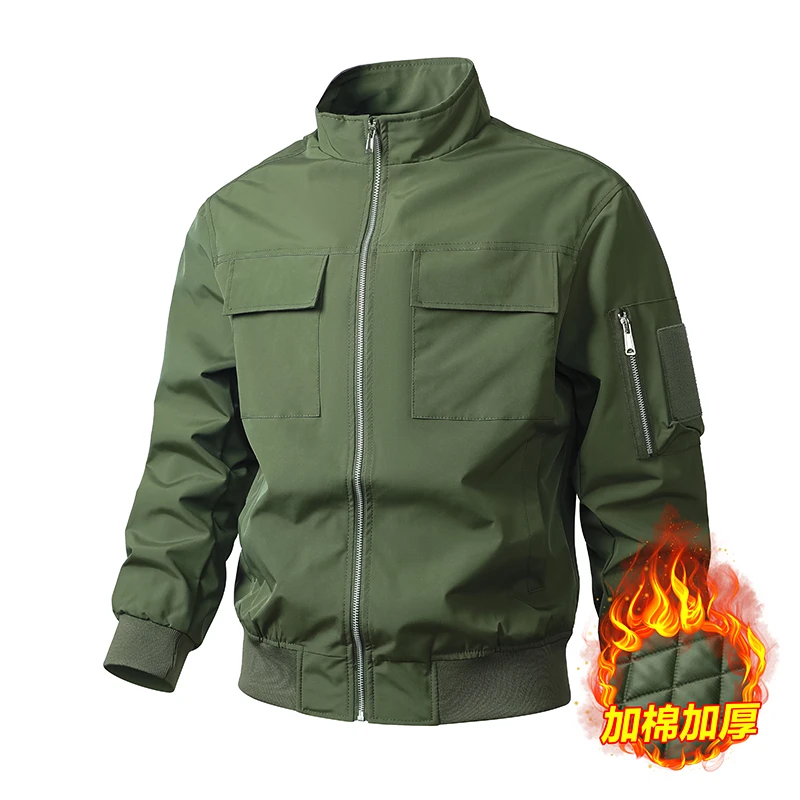 秋冬新款保暖夹克棒球衣夹克男时尚休闲外套百搭飞行服收口袖上