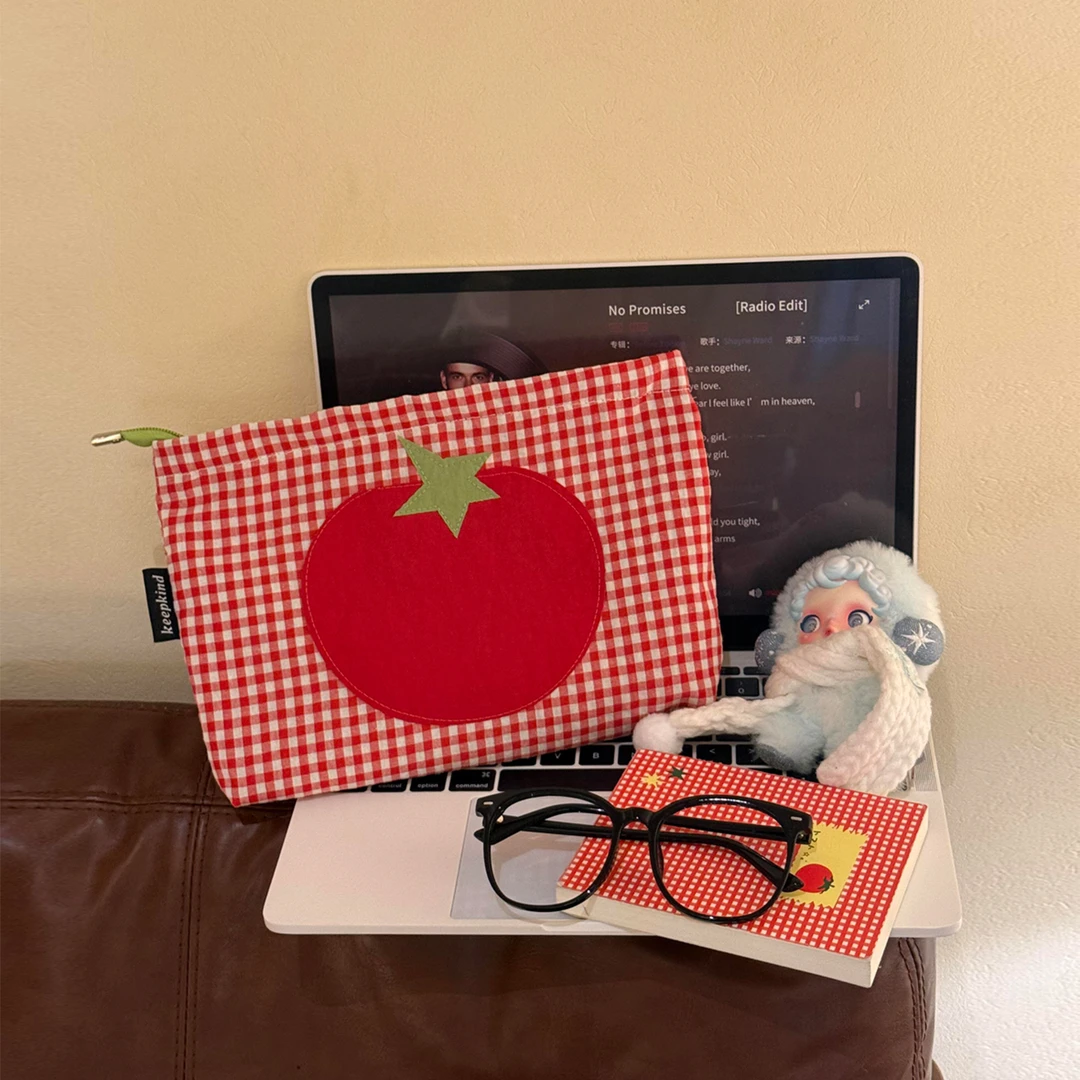 新款可爱番茄造型化妆包便携式简约手提收纳包大容量百搭洗漱包